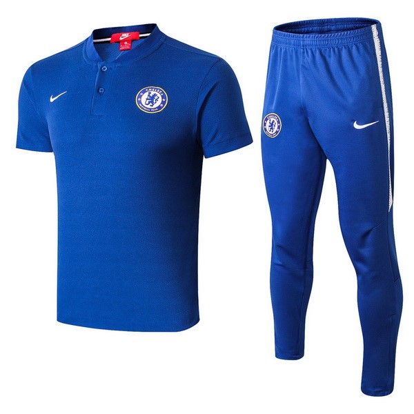 Polo Conjunto Completo Chelsea 2018-19 Azul Blanco